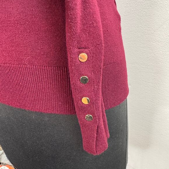 ZARA Burgundy Sweater Knit Studded Cuff Turtleneck Casual Pullover Size Small S - Picture 2 of 6